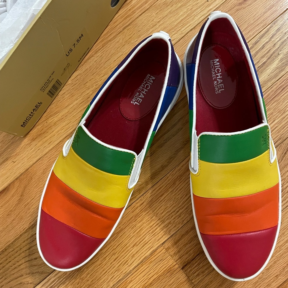 Michael Kors Dylan Slip on Rainbow Shoe w box - Picture 1 of 6